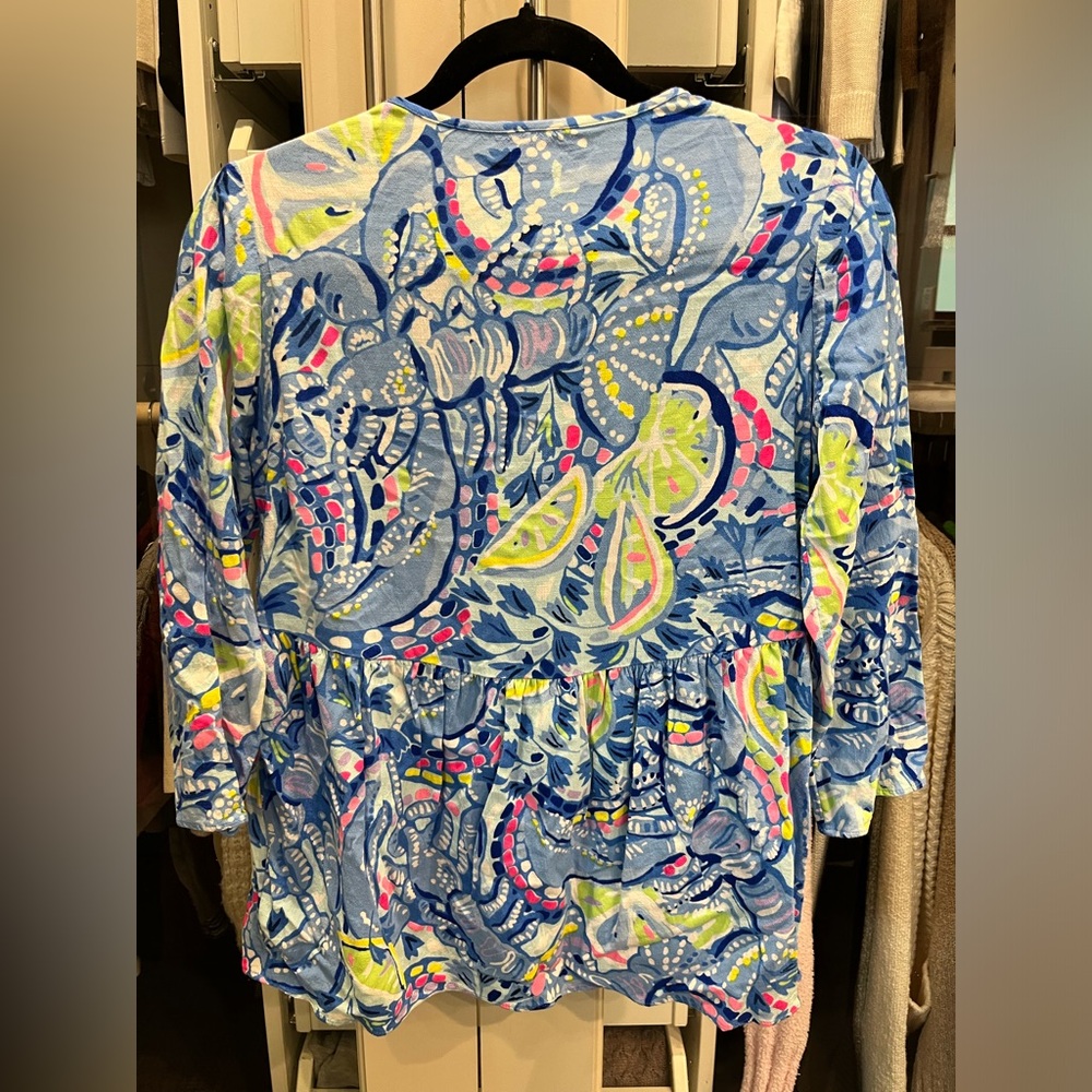 LILLY PULITZER Lyndsea Tunic Blue Peri Pinch Pinch XXS Style# 29175 - Picture 7 of 11